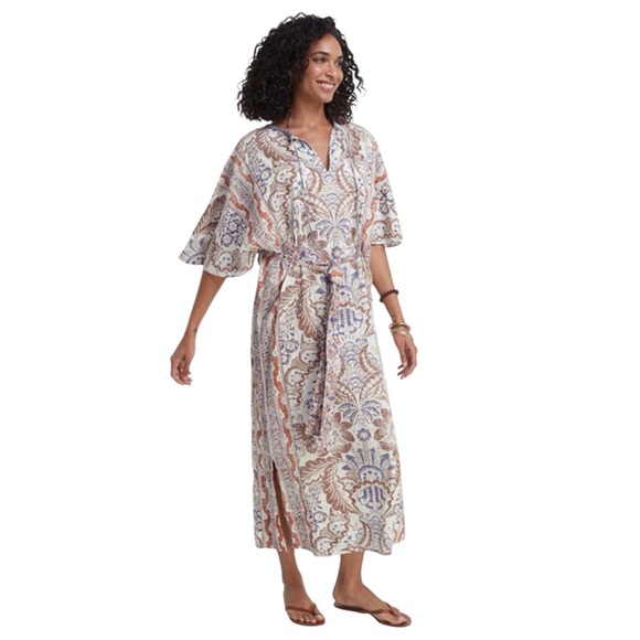 Villa D’Ascoli Woman’s Cotton Sateen Caftan LARGE / XL   NWT - Picture 1 of 11